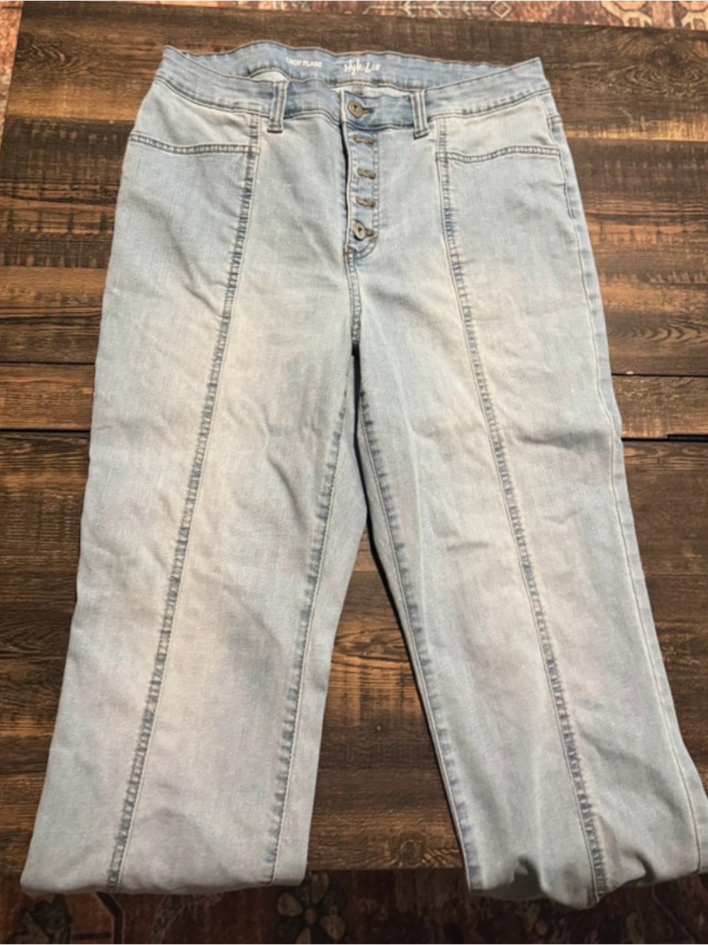 Style & Co. Light Blue Flare Jeans with Front Seam Detail